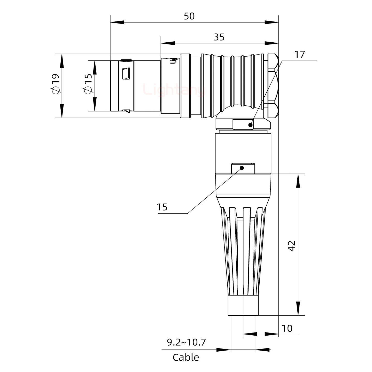 FHG.3B.010.CLAD10Z帶護套彎式插頭